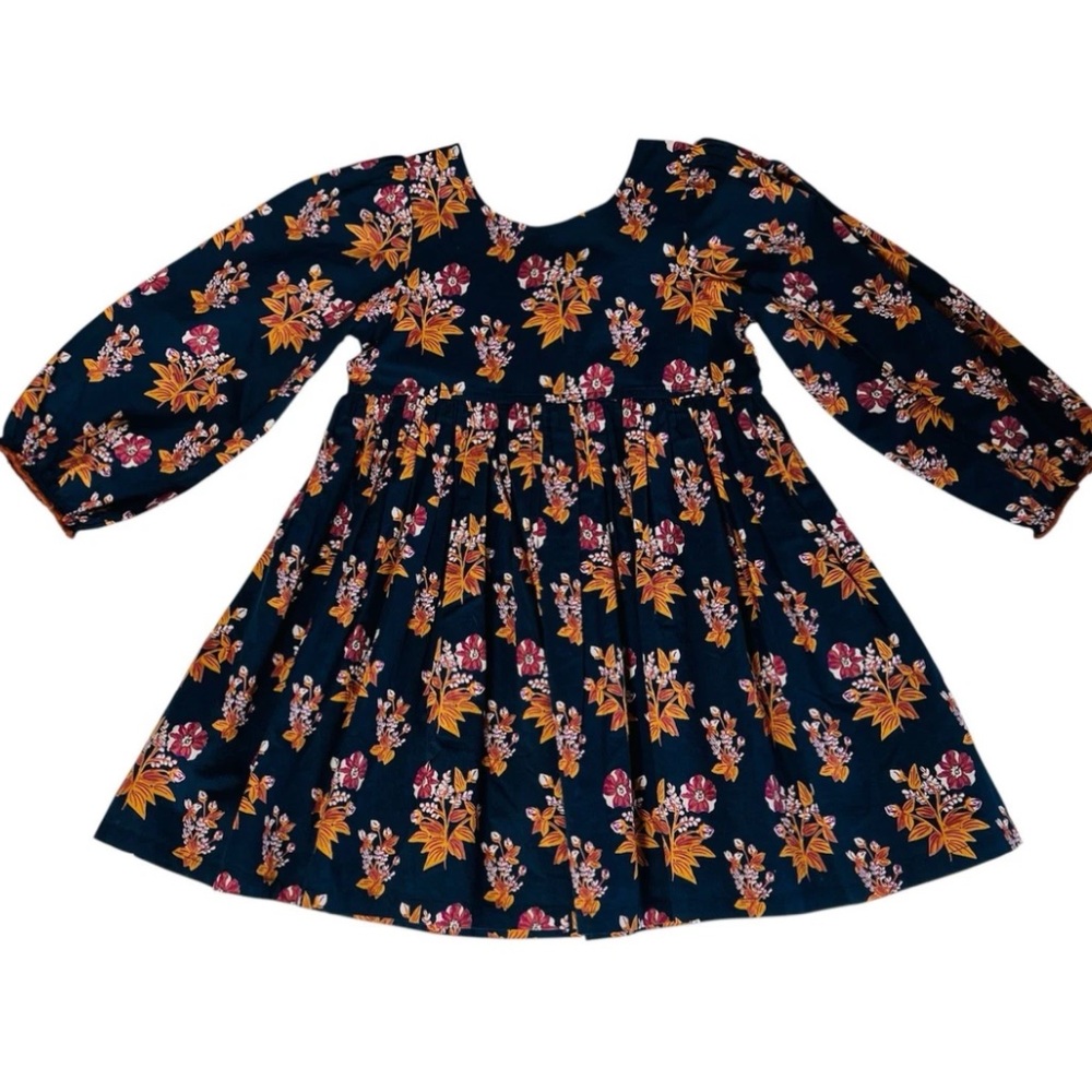 Happy Pink Chicken Floral Long Sleeve Dress‎ 100% Cotton Girl Toddler 2T NWOT